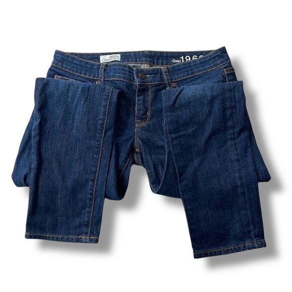 Gap 1969 Always Skinny Jeans Women’s Size 26 /2a Dark Wash Distressed Denim - Picture 5 of 13